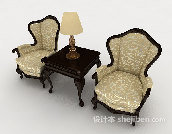 中式复古木质桌椅组合