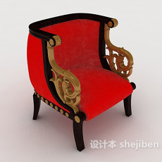 中式红色单人沙发3d模型下载