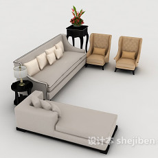 家居简约灰色组合沙发3d模型下载