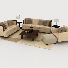 家居棕色花纹组合沙发3d模型下载