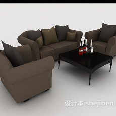 现代家居简约深灰色组合沙发3d模型下载