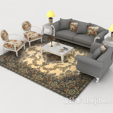 欧式风格简约组合沙发3d模型下载