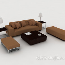 现代简约棕色休闲组合沙发3d模型下载