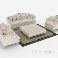 田园花纹组合沙发3d模型下载