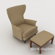 欧式浅棕色单人沙发3d模型下载