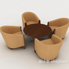 现代木质休闲桌椅3d模型下载