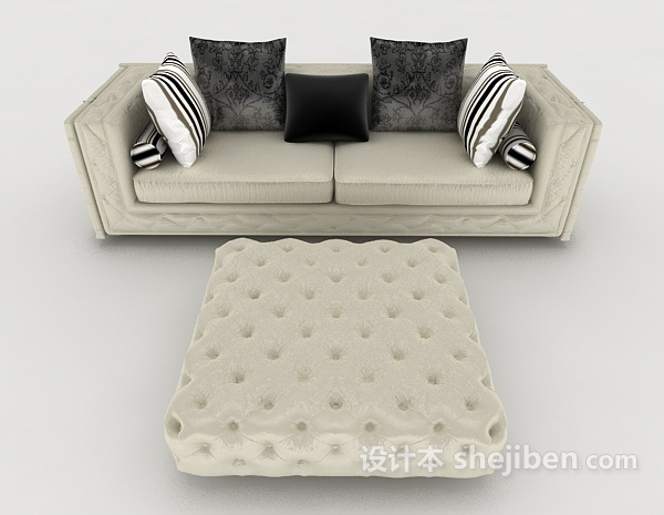 现代风格家居木质灰色双人沙发3d模型下载