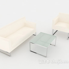 白色现代组合沙发3d模型下载