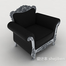 欧式黑色单人沙发3d模型下载