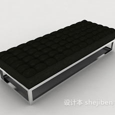 黑色沙发长凳3d模型下载
