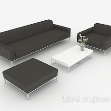 黑色休闲商务组合沙发3d模型下载