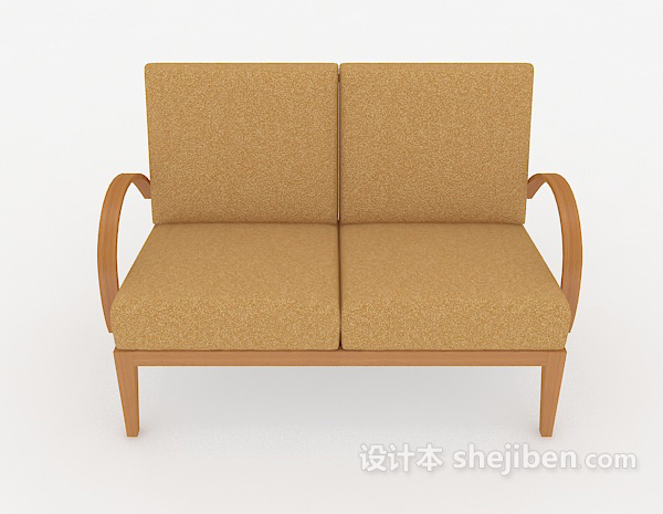 现代风格简约木质双人沙发3d模型下载