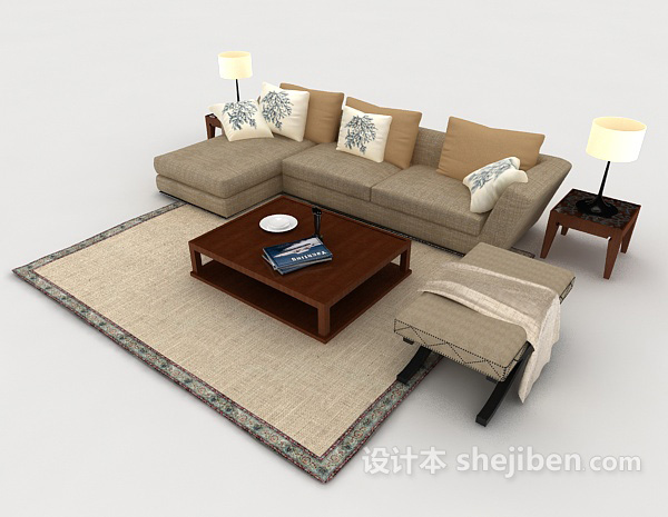 简单新中式组合沙发