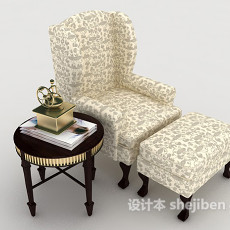 欧式家居花纹单人沙发3d模型下载