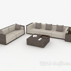 新中式沙发茶几3d模型下载