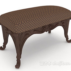 欧式实木沙发凳3d模型下载