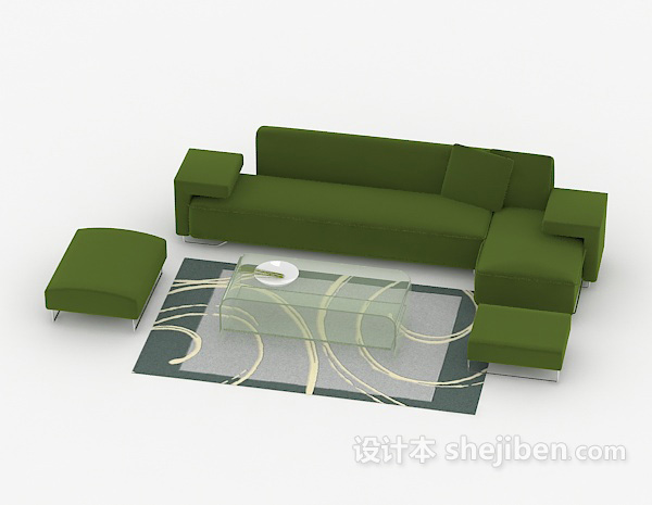 家居简单绿色组合沙发