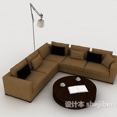 居家沙发茶几组合3d模型下载