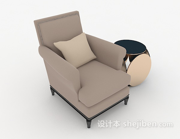 现代灰色简约单人沙发