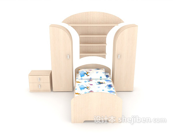 免费整体型儿童床3d模型下载