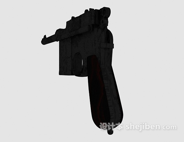设计本现代黑色手枪3d模型下载