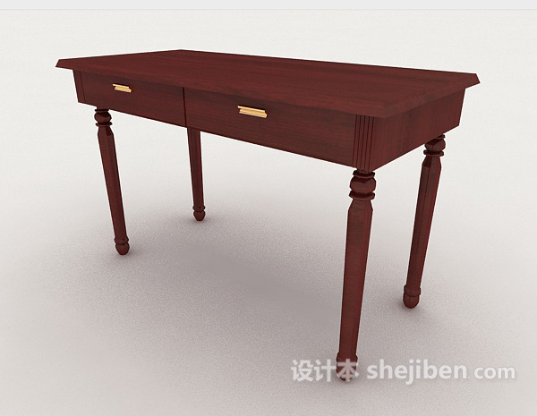 新中式简单书桌3d模型下载