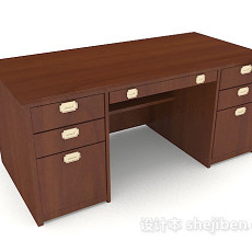 现代简单木质书桌3d模型下载