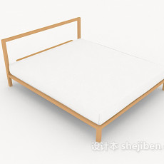 木质白色双人床3d模型下载