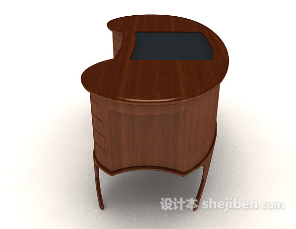 设计本木质个性书桌3d模型下载