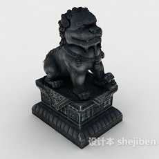 中式狮子雕塑3d模型下载