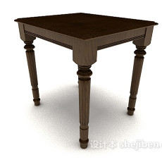 新中式简约木质书桌3d模型下载