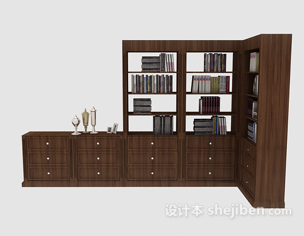 现代风格木质组合书柜
