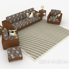 东南亚花纹组合沙发3d模型下载