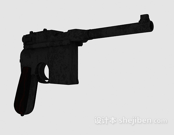 现代风格现代黑色手枪3d模型下载