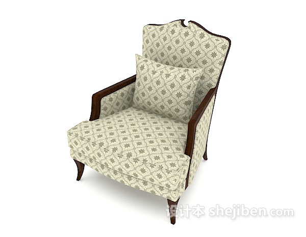 欧式风格欧式花纹单人沙发3d模型下载