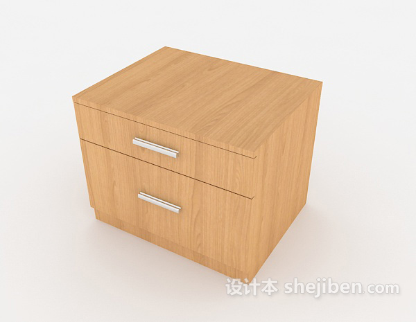 免费黄色简约木质床头柜3d模型下载