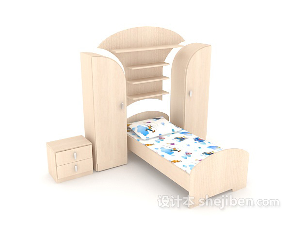 整体型儿童床3d模型下载