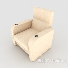 休闲简约浅黄色单人沙发3d模型下载