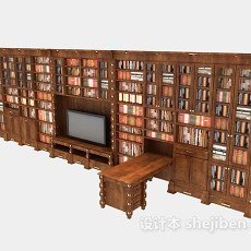 欧式大型家居书柜3d模型下载