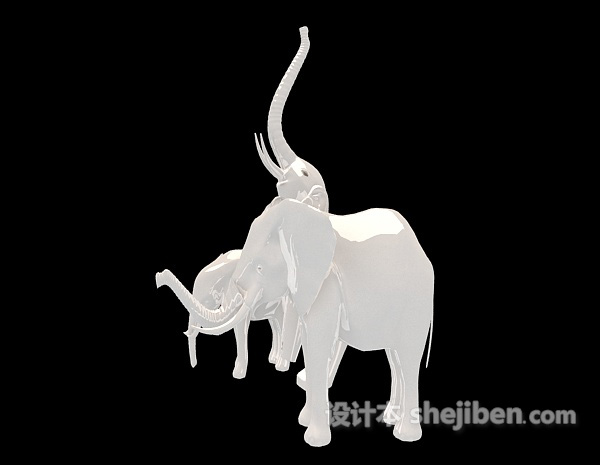 现代风格陶瓷大象摆设品3d模型下载