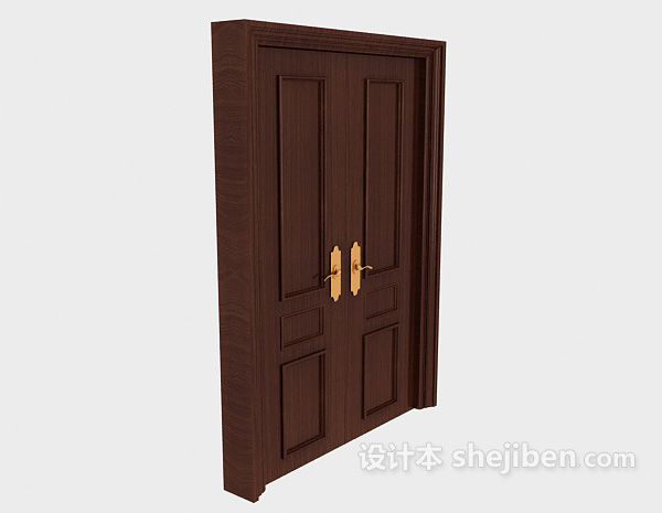 免费棕色木质门3d模型下载