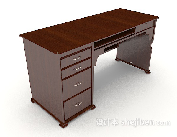 现代棕色书桌