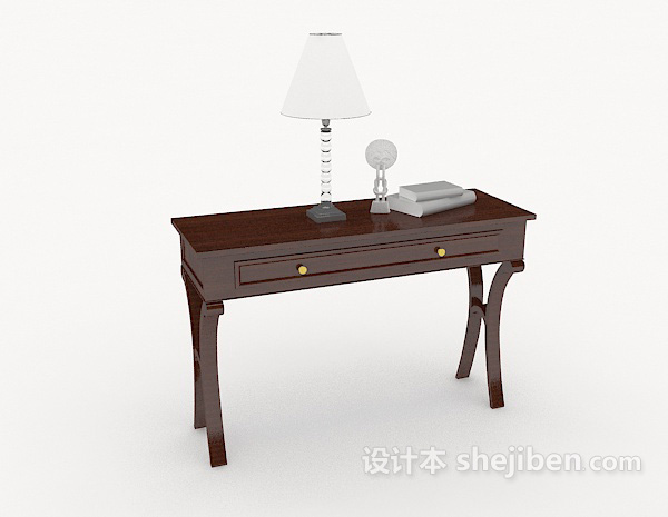 免费新中式木质棕色书桌3d模型下载