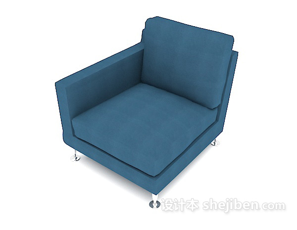 简约蓝色方形单人沙发