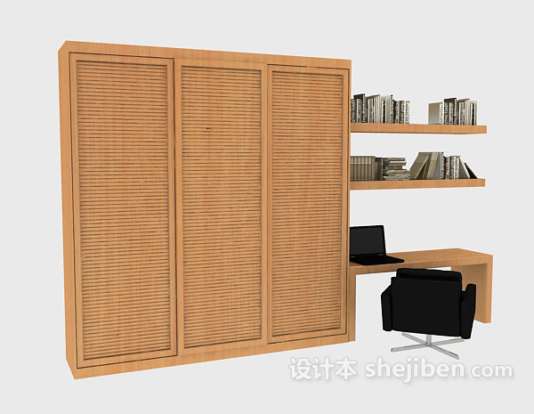 现代风格家居简约木质衣柜3d模型下载