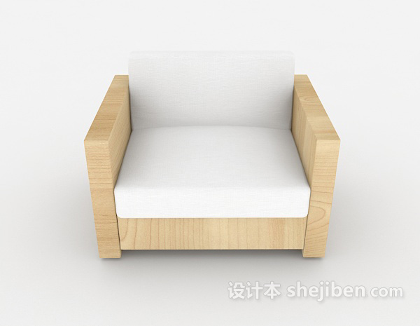 免费北欧简约木质单人沙发3d模型下载