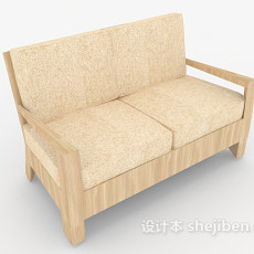 现代浅黄双人沙发3d模型下载