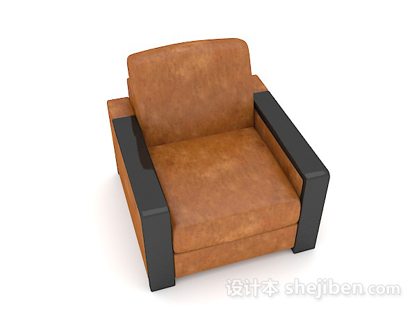 家居棕色单人沙发3d模型下载