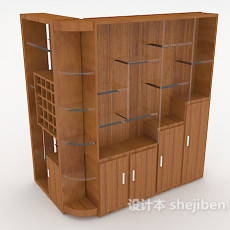 现代木质大展示柜3d模型下载