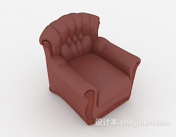 暗红色单人沙发3d模型下载